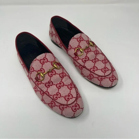GUCCI JORDAAN CANVAS GG MONOGRAM HORSEBIT LOAFERS IN RED SIZE 37 - Picture 8 of 15